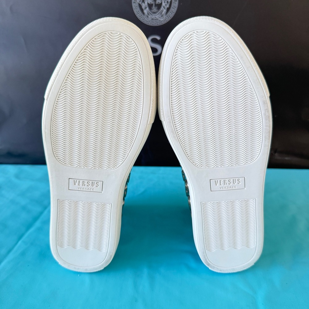 Versace Versus Men's Silver Riveted High Top‎ Leather Sneakers, 39 - Picture 12 of 15